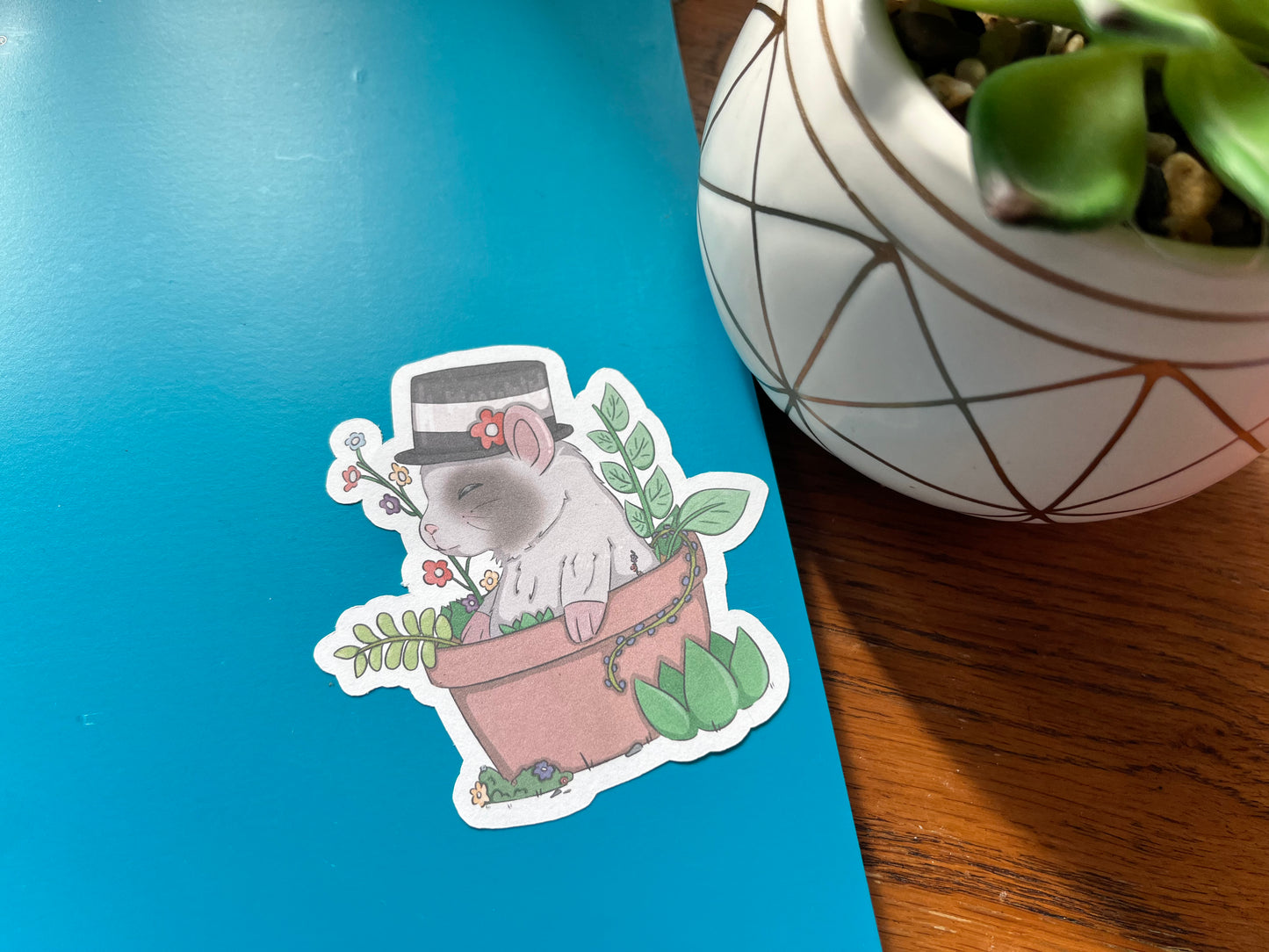Garden Animals Sticker - Rat in a Pot o(>ω<)o