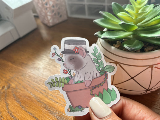 Garden Animals Sticker - Rat in a Pot o(>ω<)o